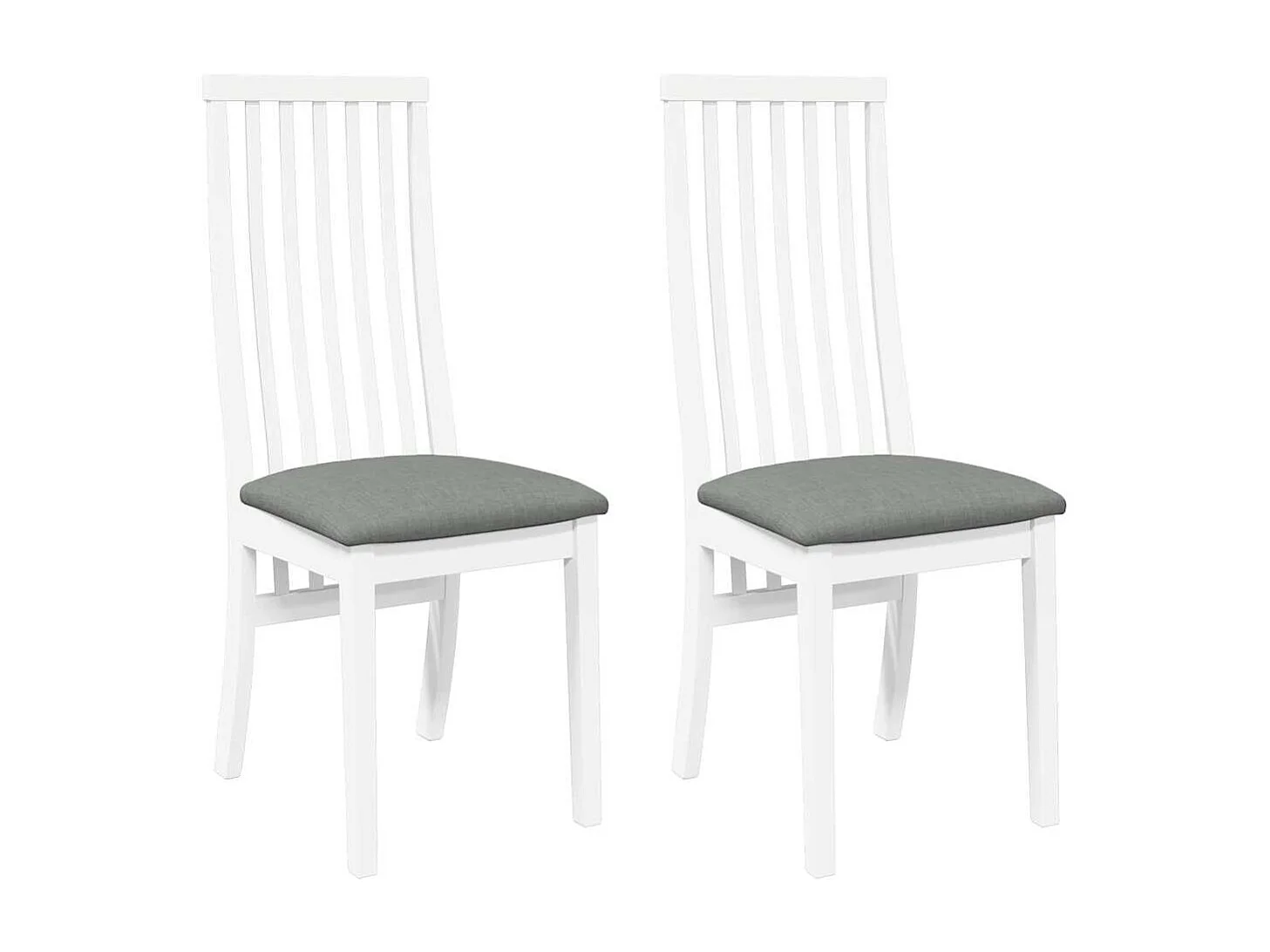 Chaises à manger coussins 2 pièces blanc bois massif caoutchouc