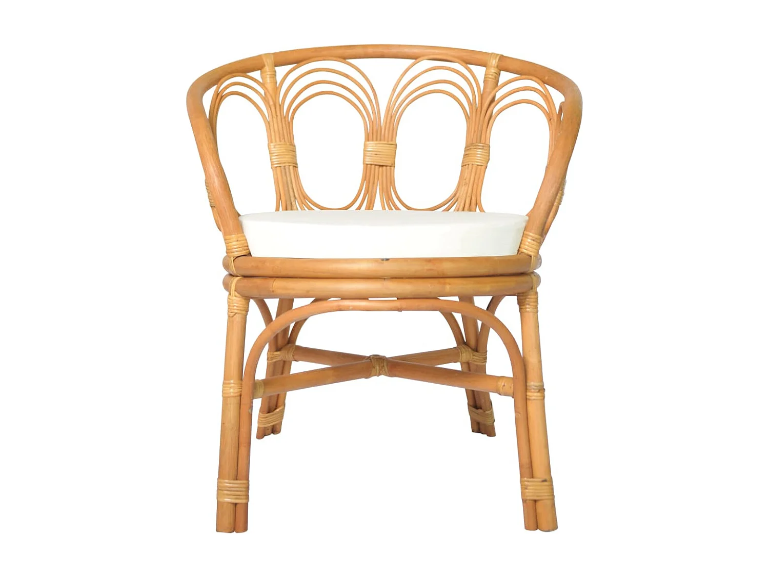 Chaise à diner avec coussin marron clair Rotin naturel et lin