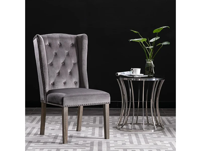 Silla de comedor de terciopelo gris