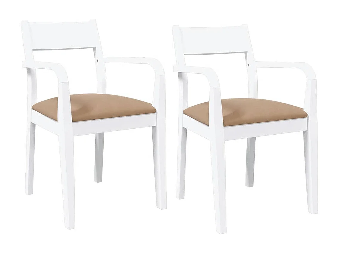 Eetkamerstoelen met kussens 2 stukkenmassief hout rubber wit