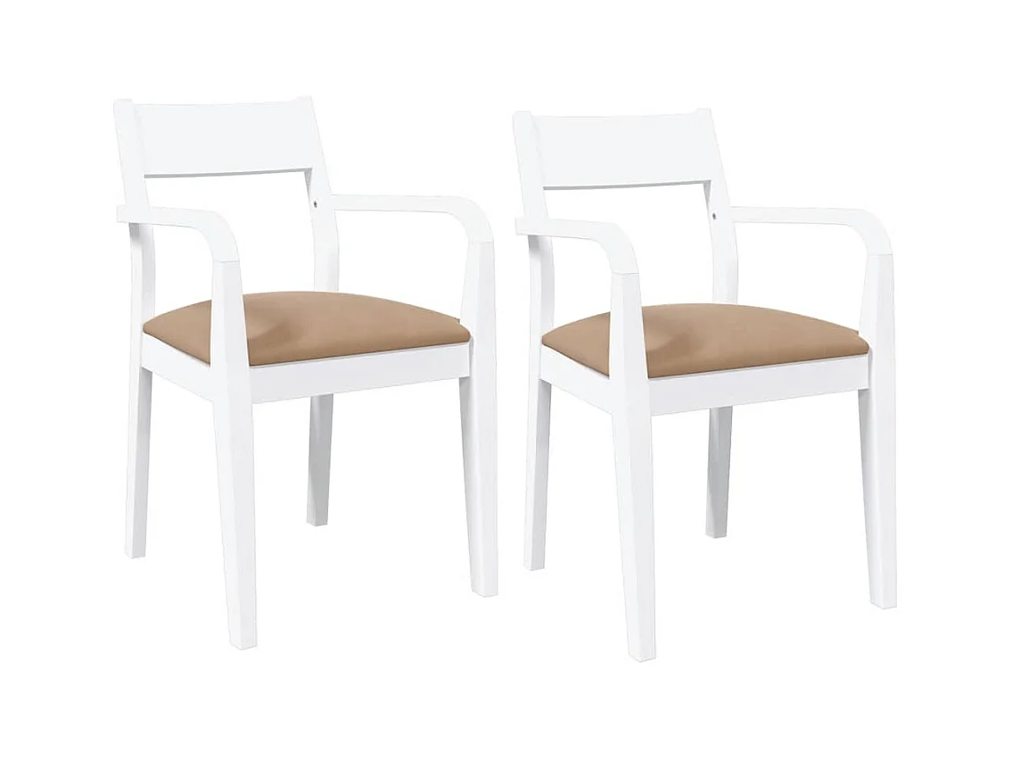 Chaises à manger coussins 2 pièces blanc bois massif caoutchouc
