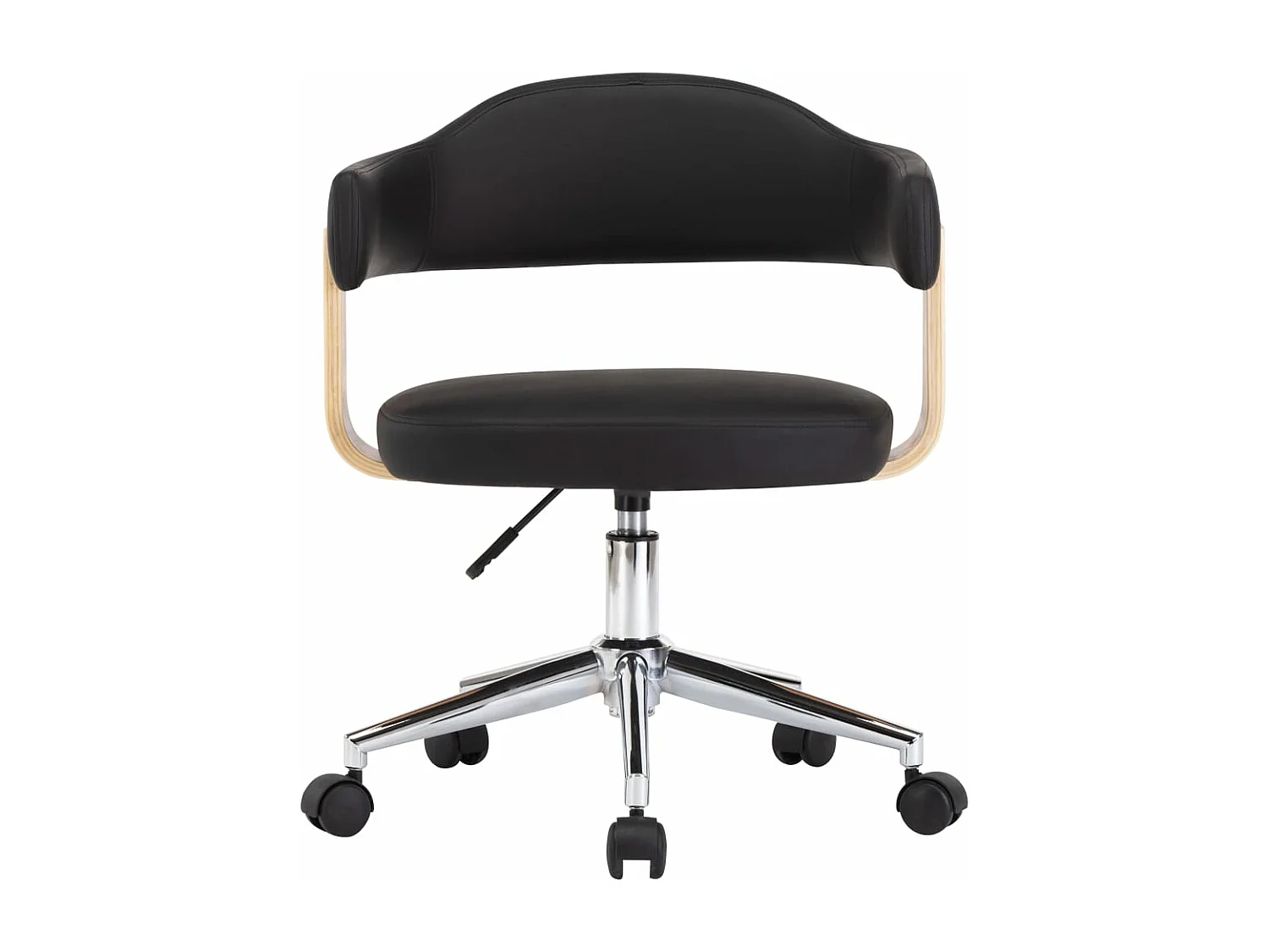 Chaise pivotante à dîner Noir Bois courbé et similicuir