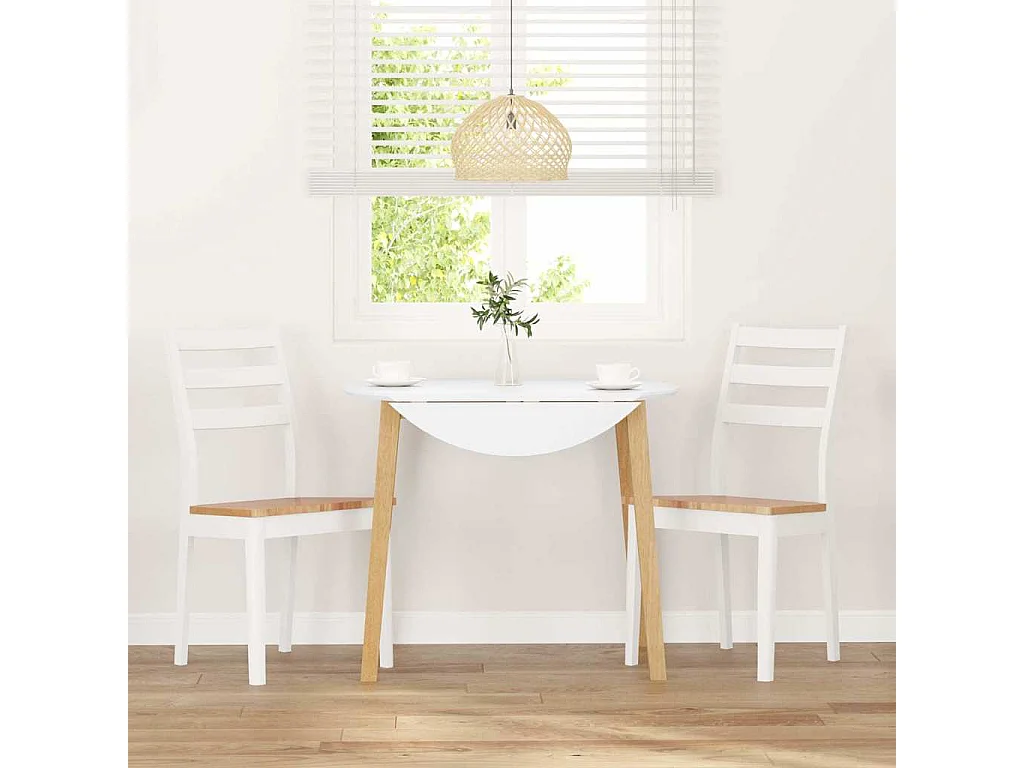 Chaises à manger 2 pièces blanc bois massif caoutchouc