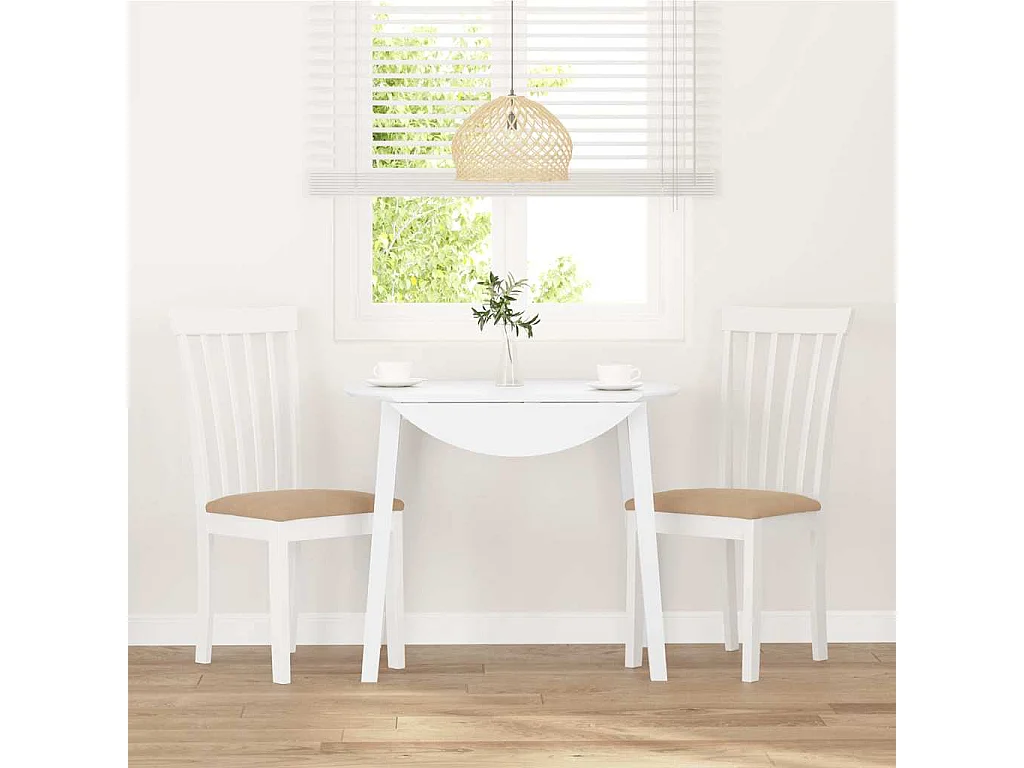 Chaises à manger coussins 2 pièces blanc bois massif caoutchouc