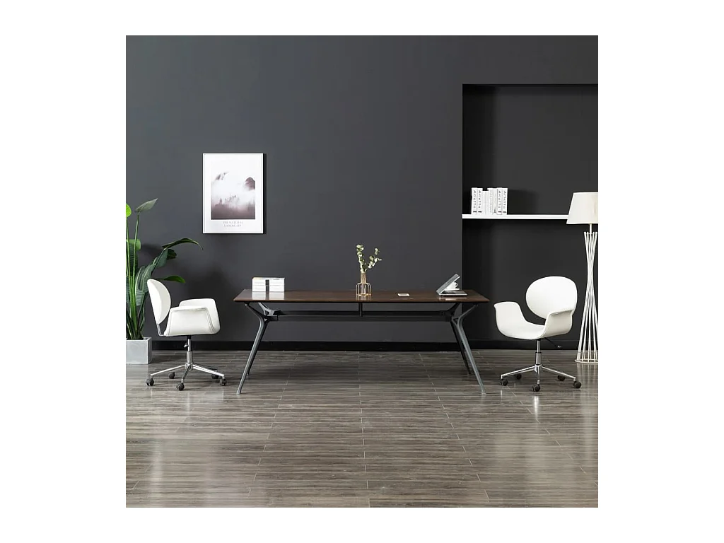 Chaise pivotante de salle à manger Blanc Similicuir