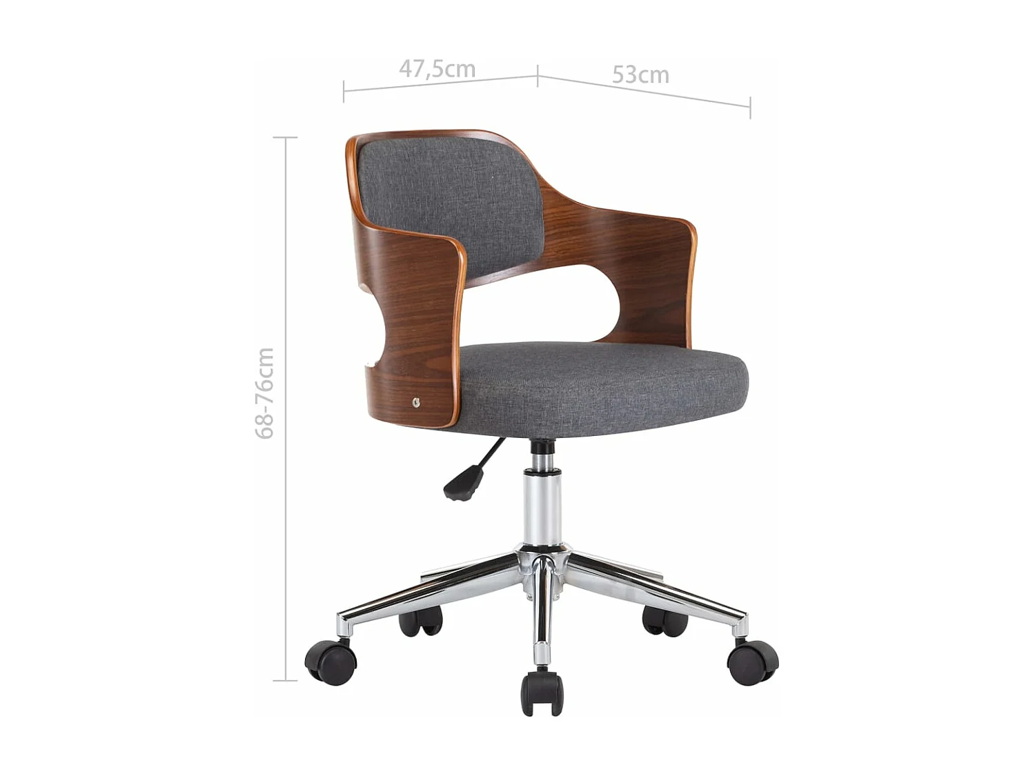 Chaise pivotante de salle à manger Gris Bois courbé et tissu