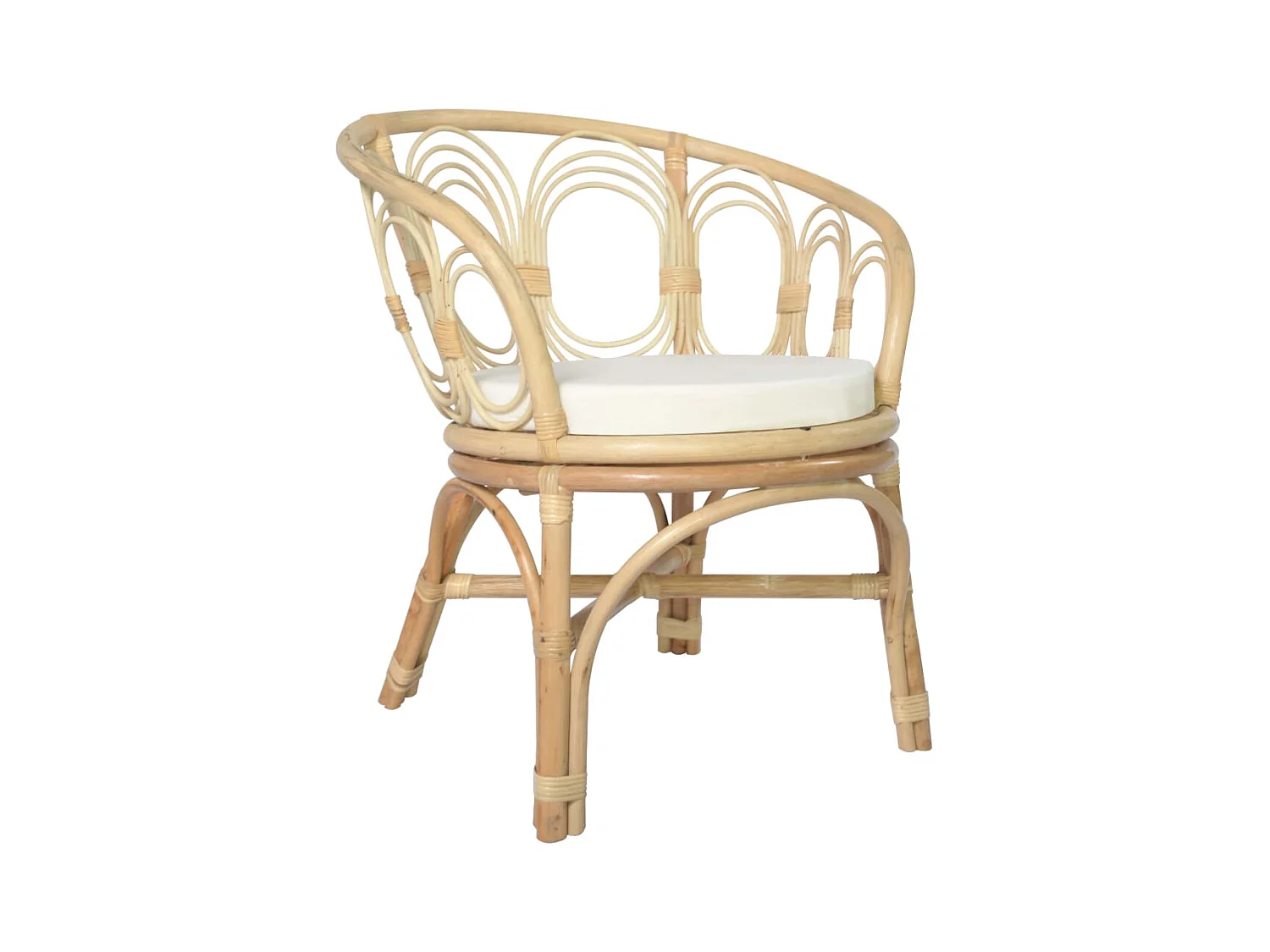 Chaise de salle à manger avec coussin Rotin naturel et lin