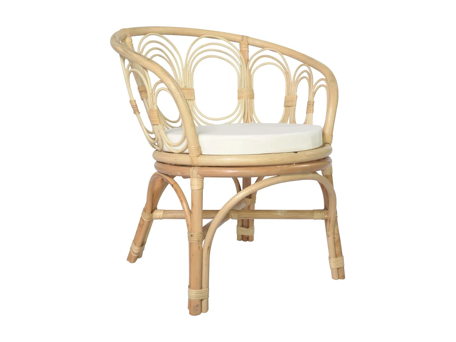 Chaise de salle à manger avec coussin Rotin naturel et lin