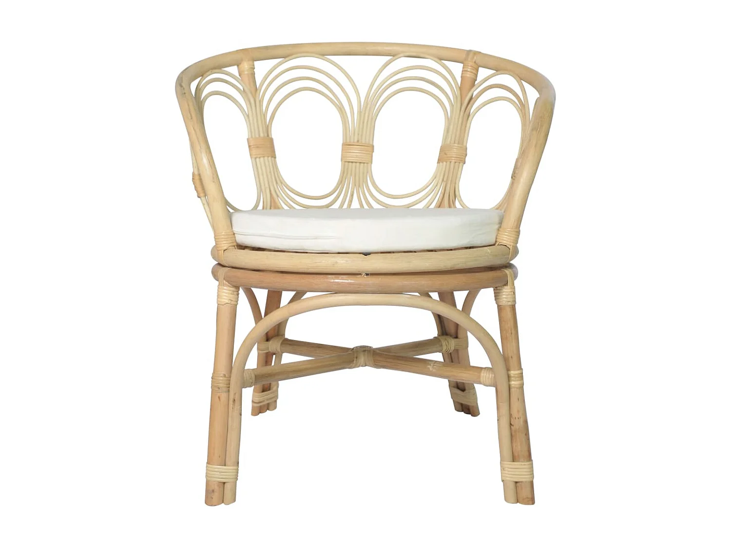 Chaise de salle à manger avec coussin Rotin naturel et lin