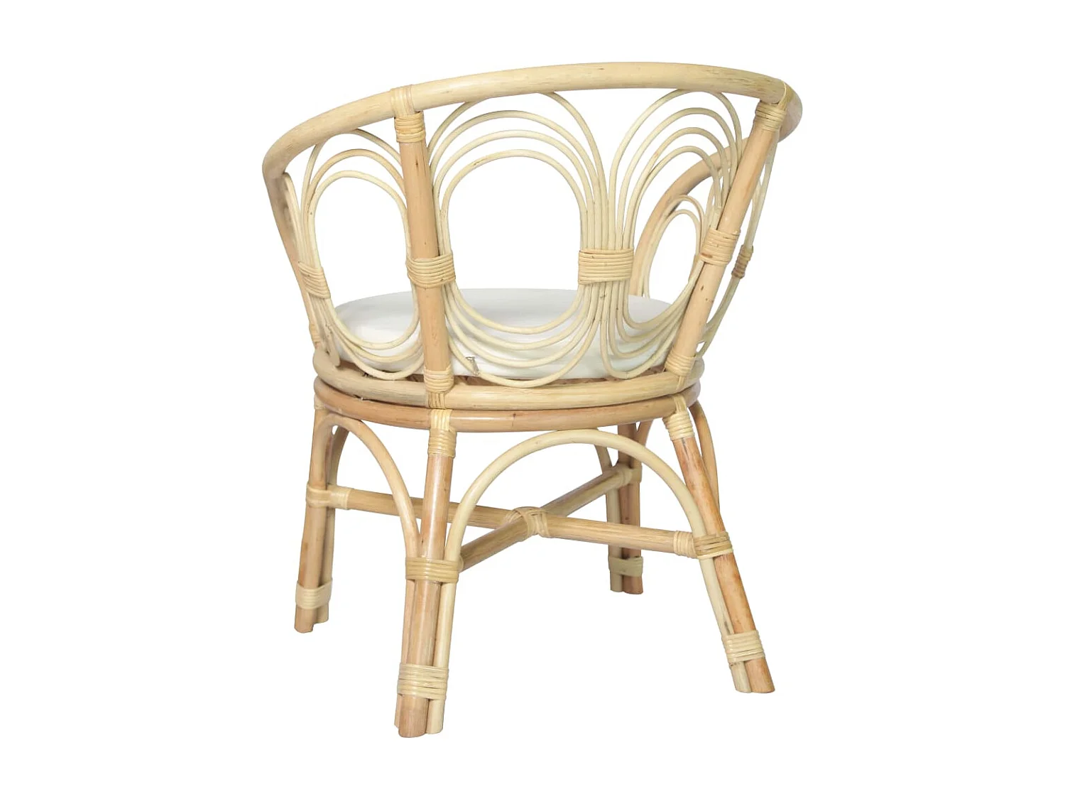 Chaise de salle à manger avec coussin Rotin naturel et lin