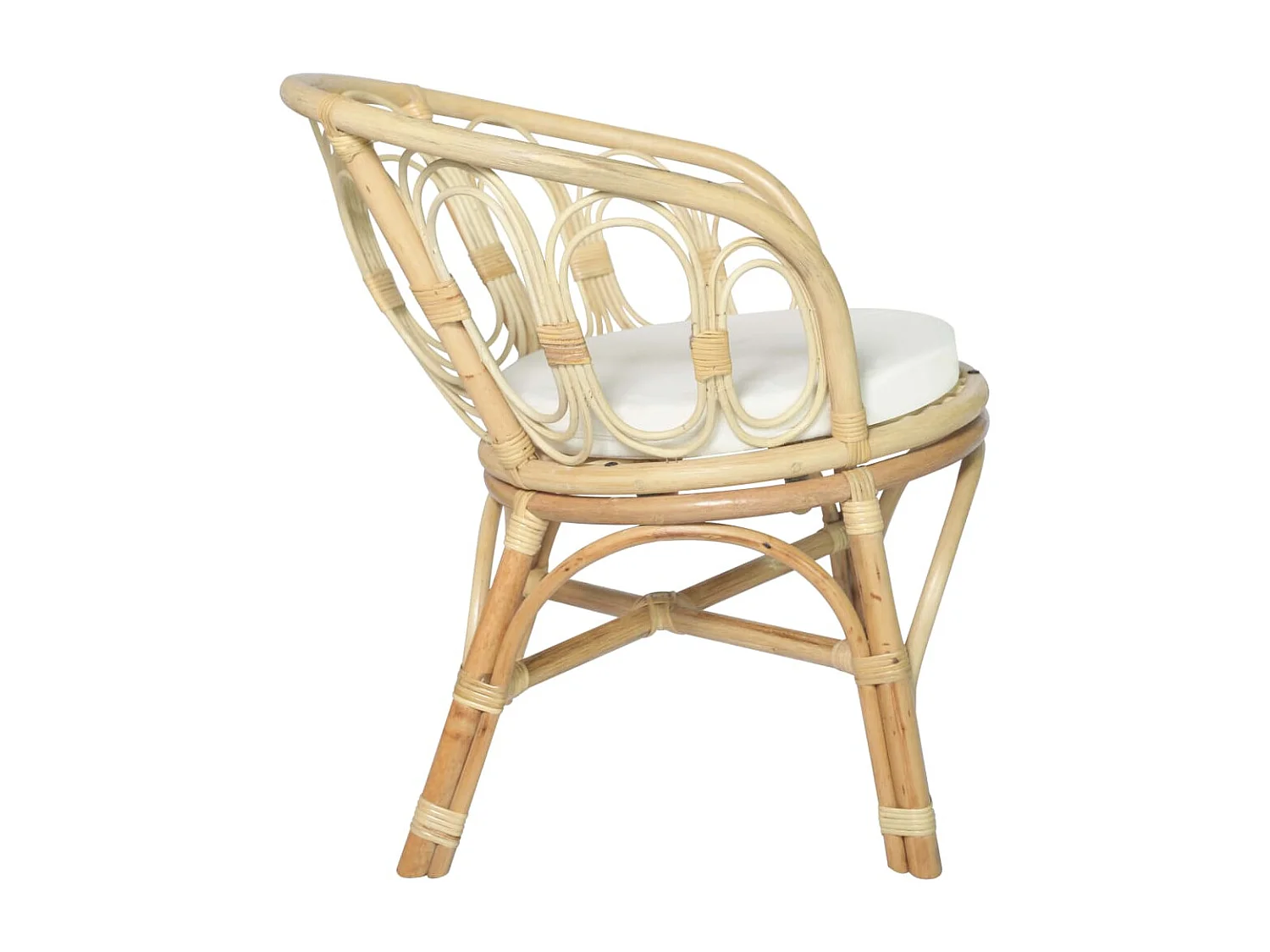 Chaise de salle à manger avec coussin Rotin naturel et lin