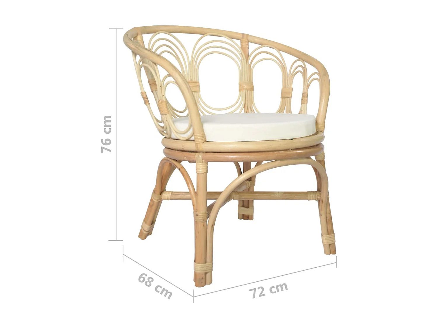 Chaise de salle à manger avec coussin Rotin naturel et lin