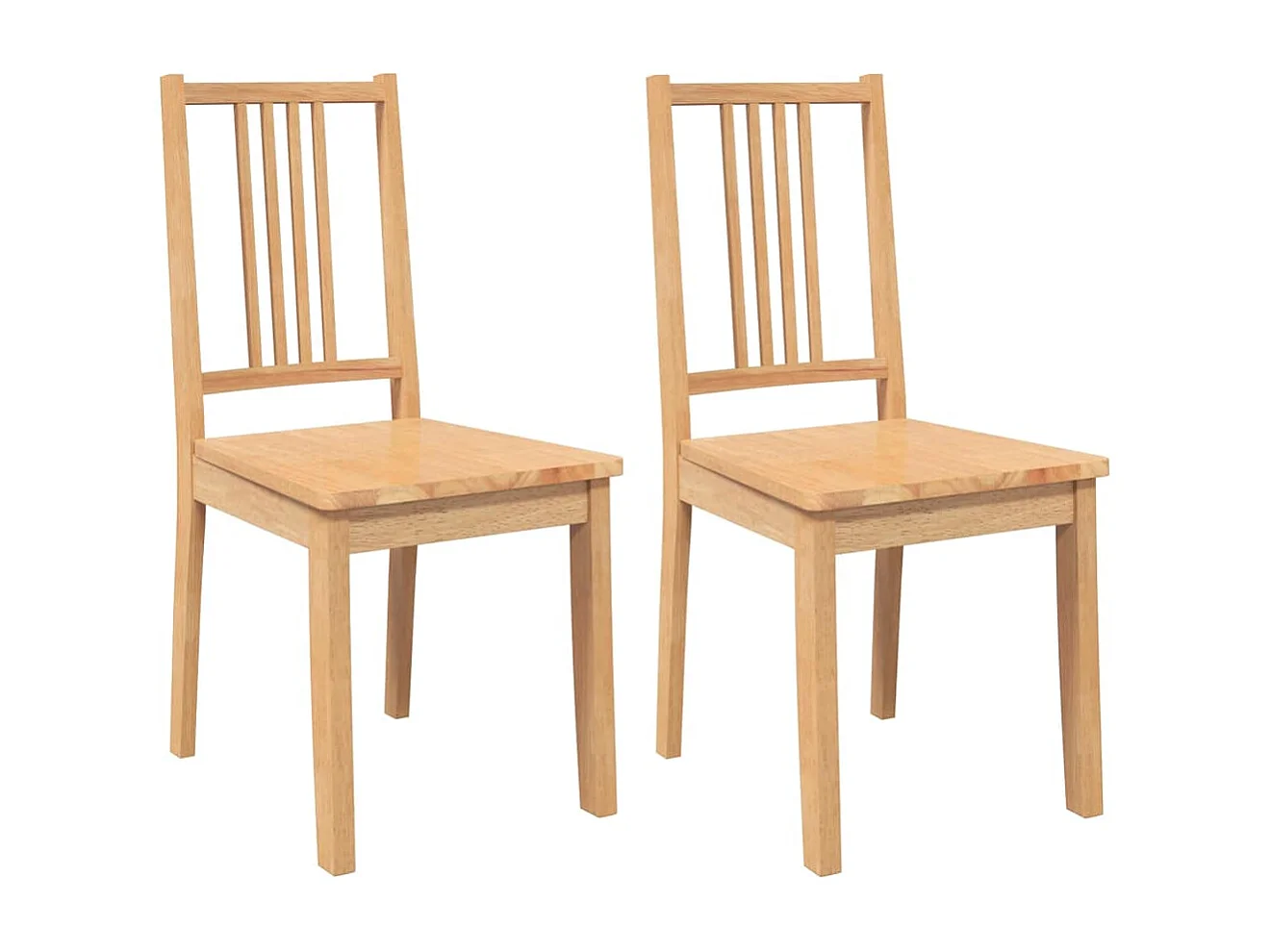 Chaises à manger 2 pièces bois massif naturel caoutchouc