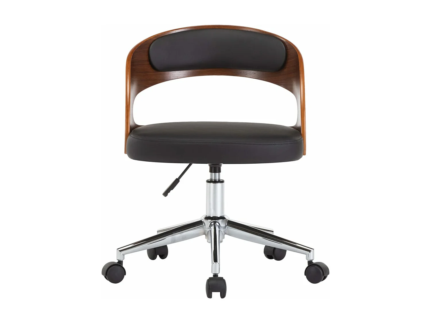 Chaise pivotante à dîner Noir Bois courbé et similicuir