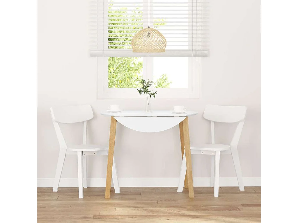 Chaises à manger 2 pièces blanc bois massif caoutchouc