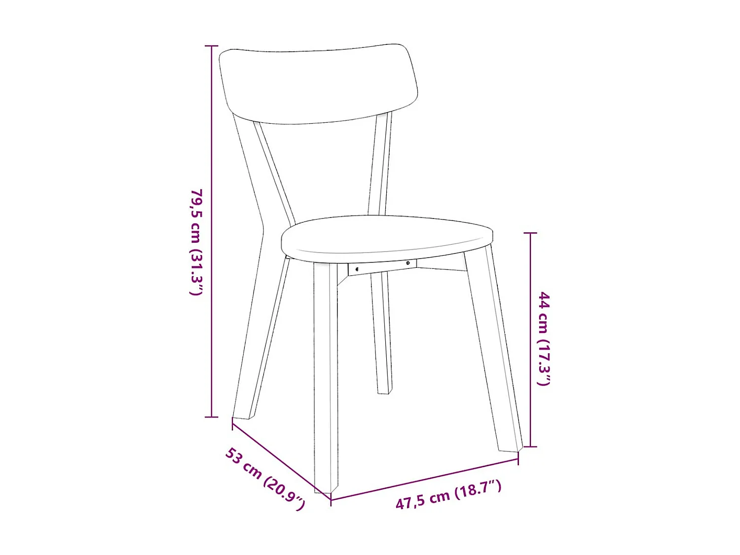 Chaises à manger 2 pièces blanc bois massif caoutchouc