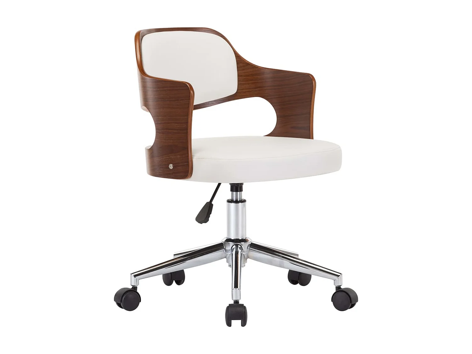 Chaise pivotante à dîner Blanc Bois courbé et similicuir