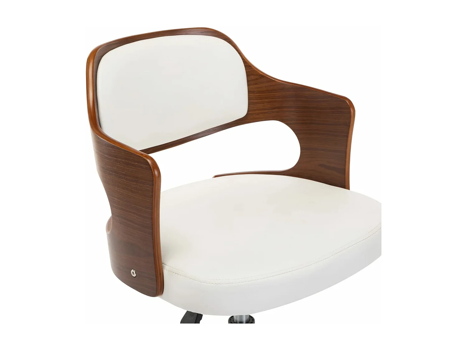 Chaise pivotante à dîner Blanc Bois courbé et similicuir