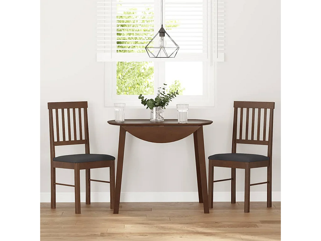 Cadeiras de jantar com almofadões 2 peças madeira maciça castanho