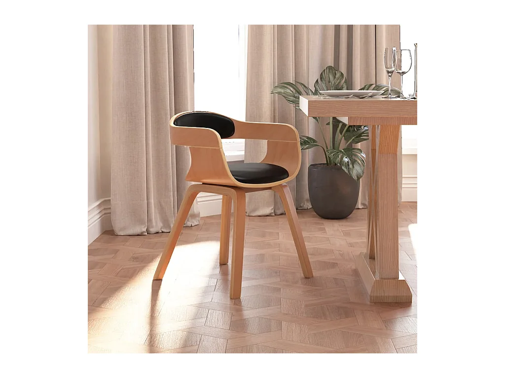 Chaise à manger Noir Bois courbé et similicuir