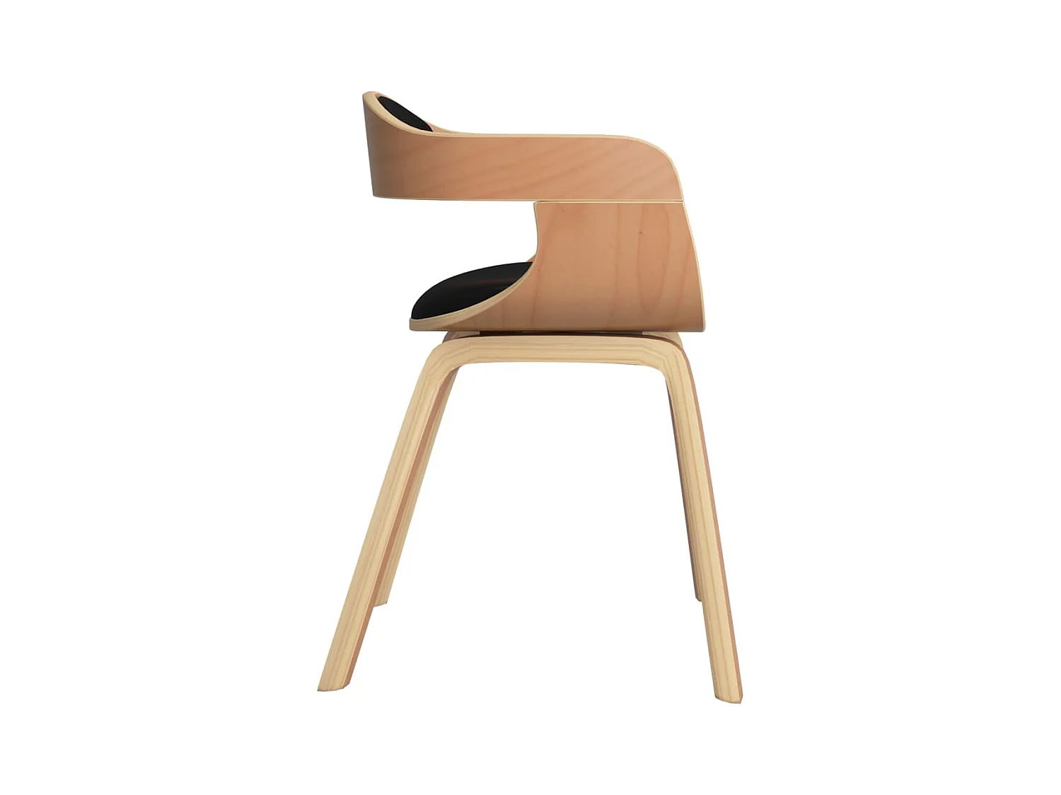 Silla de comedor de cuero sintético y madera curvada negro