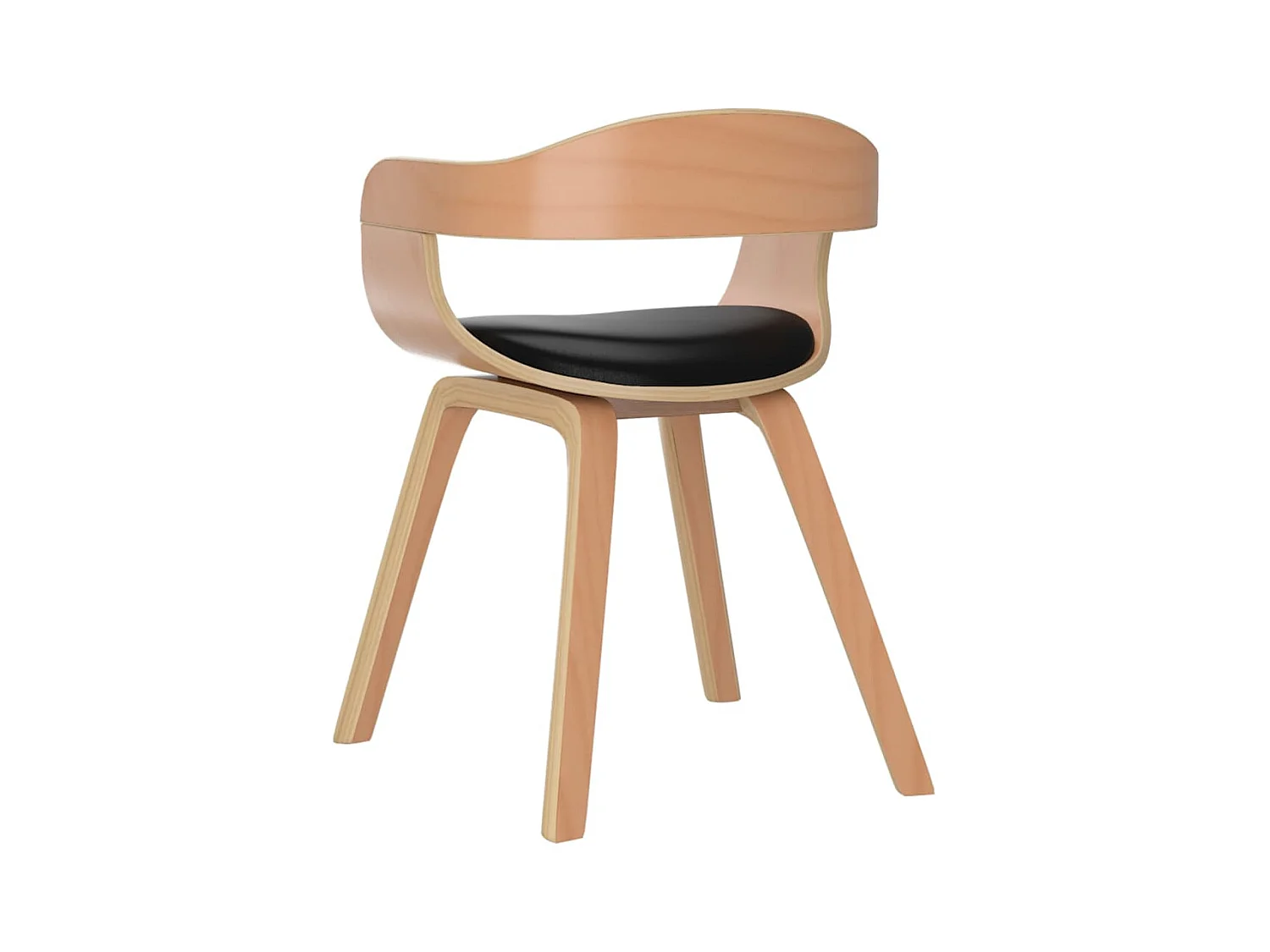 Silla de comedor de cuero sintético y madera curvada negro