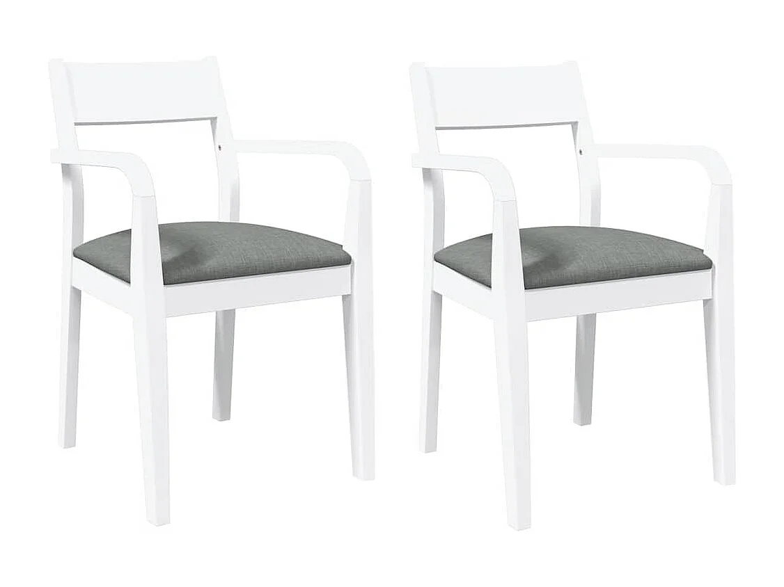 Chaises à manger coussins 2 pièces blanc bois massif caoutchouc