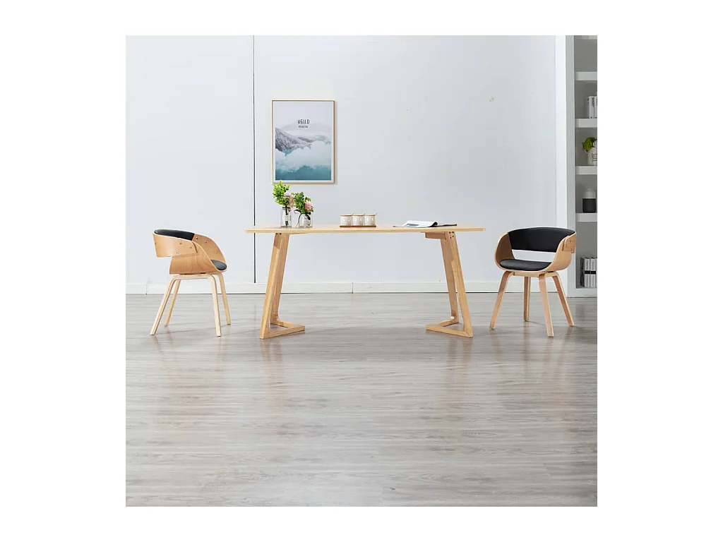 Chaise de salle à manger Noir Bois courbé et similicuir