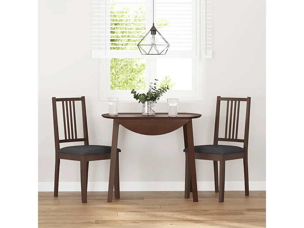 Sillas de comedor con cojines 2 unidades madera maciza marrón caucho