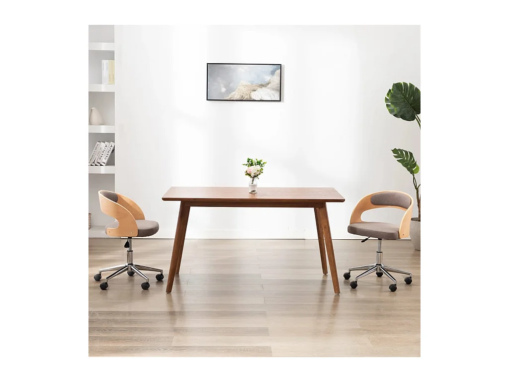 Chaise pivotante de salle à manger Taupe Bois courbé et tissu