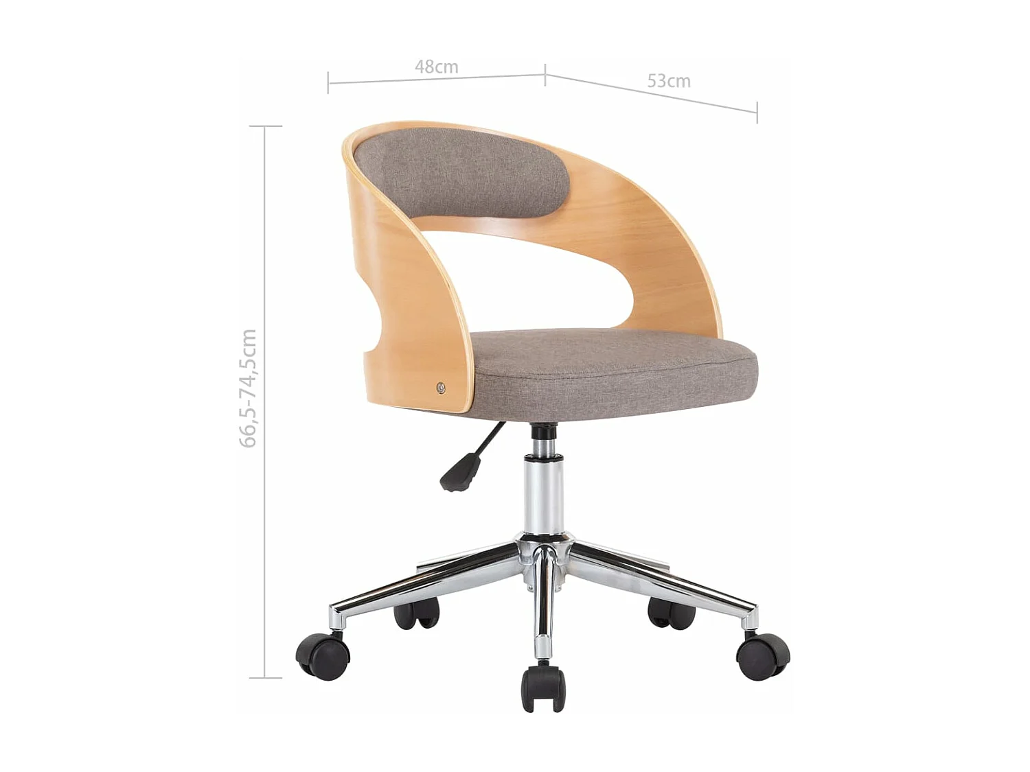 Chaise pivotante de salle à manger Taupe Bois courbé et tissu