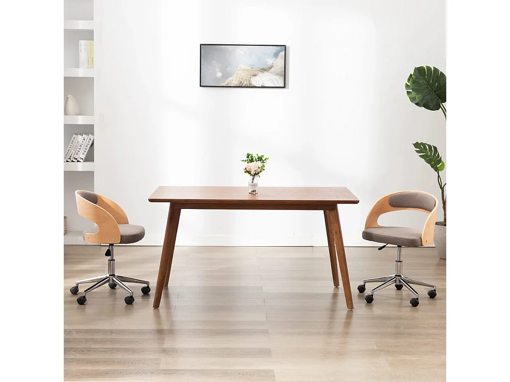 Chaise pivotante de salle à manger Taupe Bois courbé et tissu