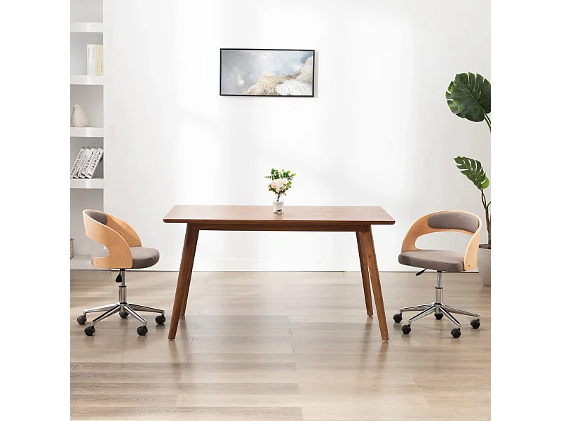 Chaise pivotante de salle à manger Taupe Bois courbé et tissu