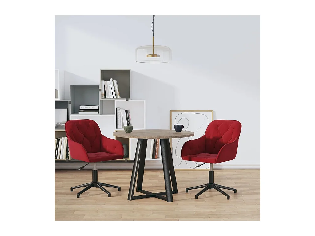 Sillas de comedor giratorias 2 unidades terciopelo rojo tinto