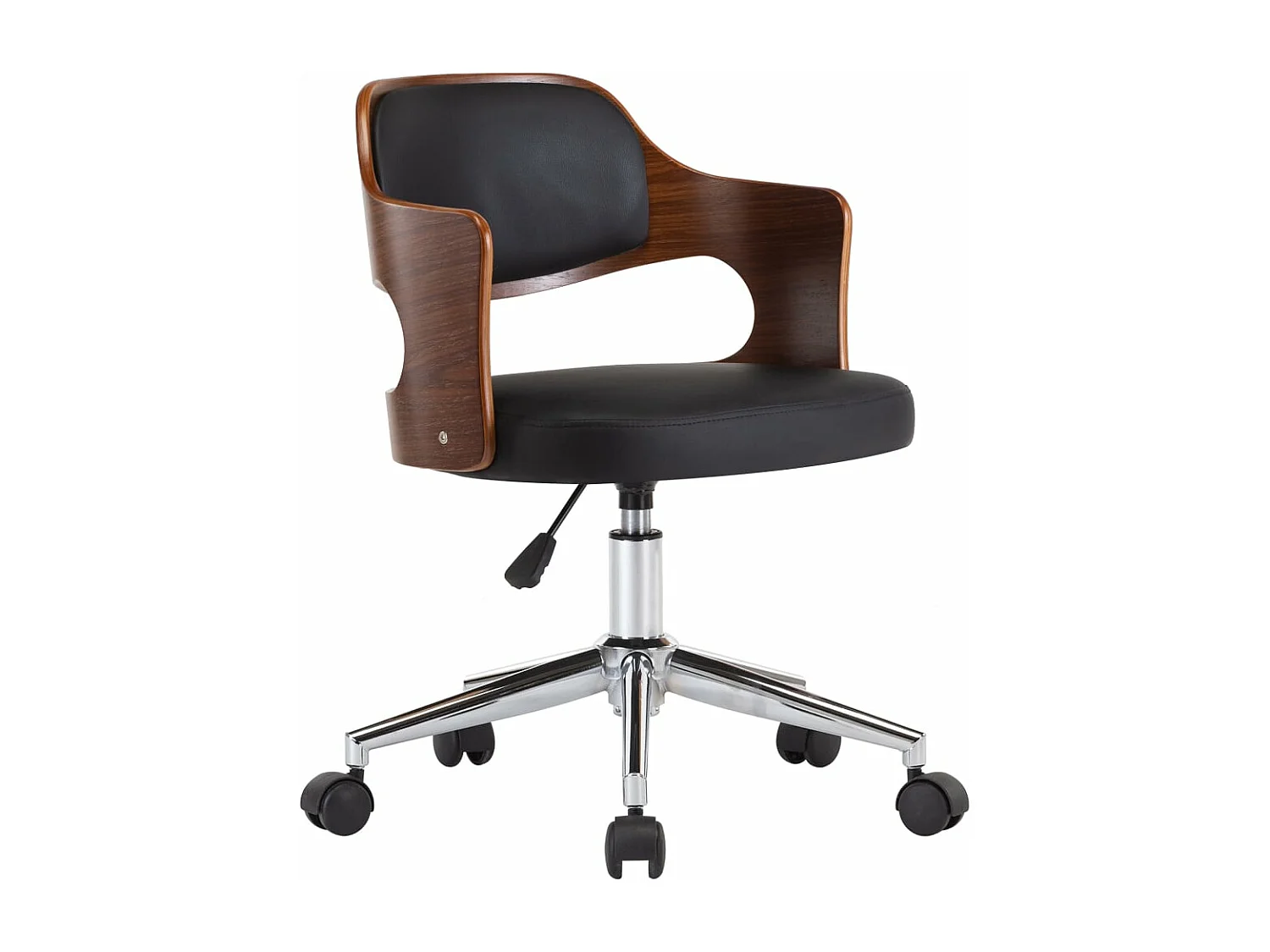 Chaise pivotante à dîner Noir Bois courbé et similicuir