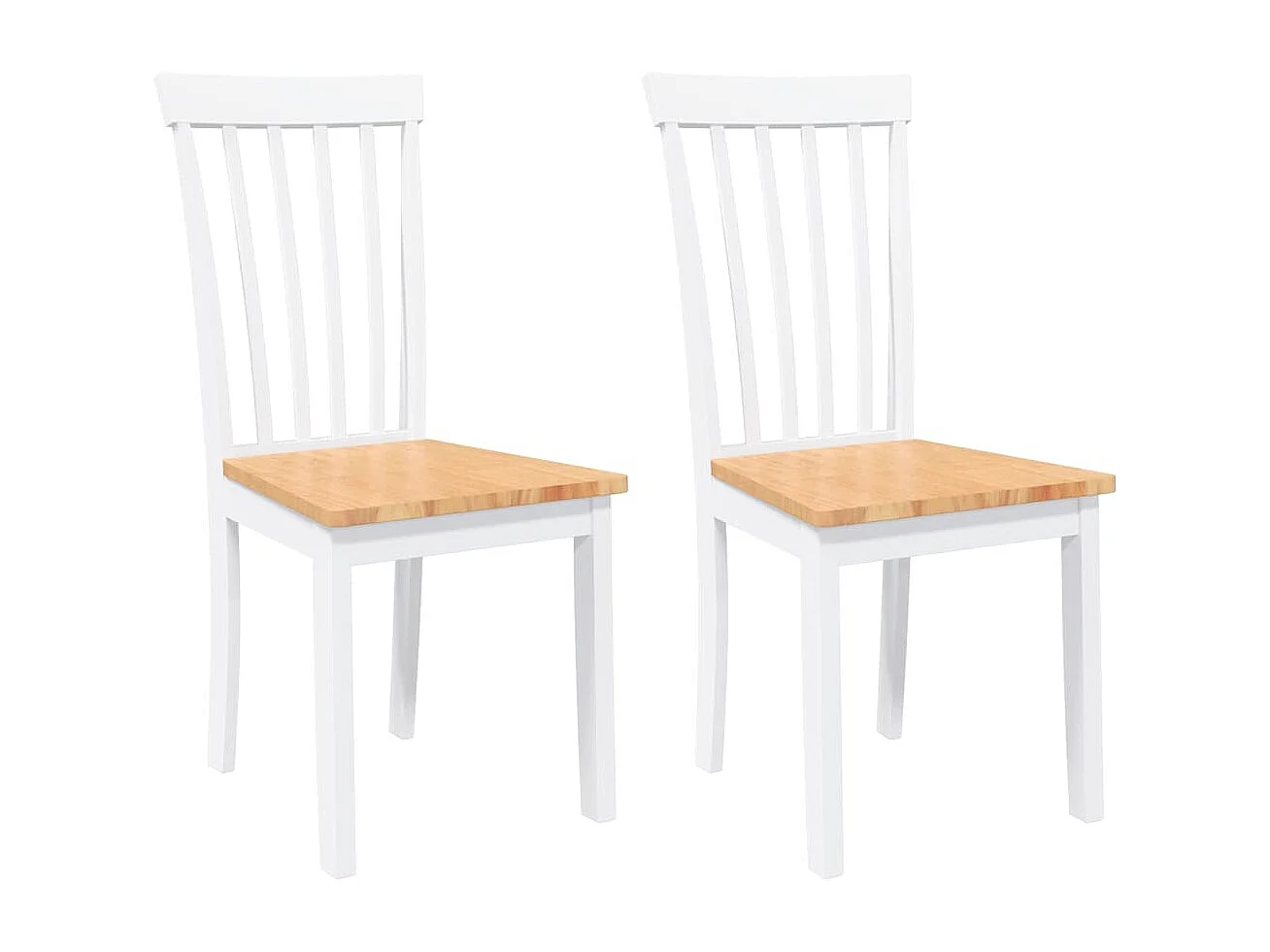 Chaises à manger 2 pièces blanc bois massif caoutchouc