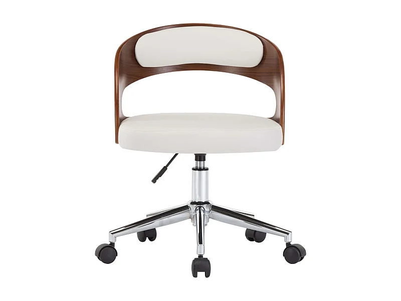 Silla comedor giratoria madera curvada cuero sintético blanco