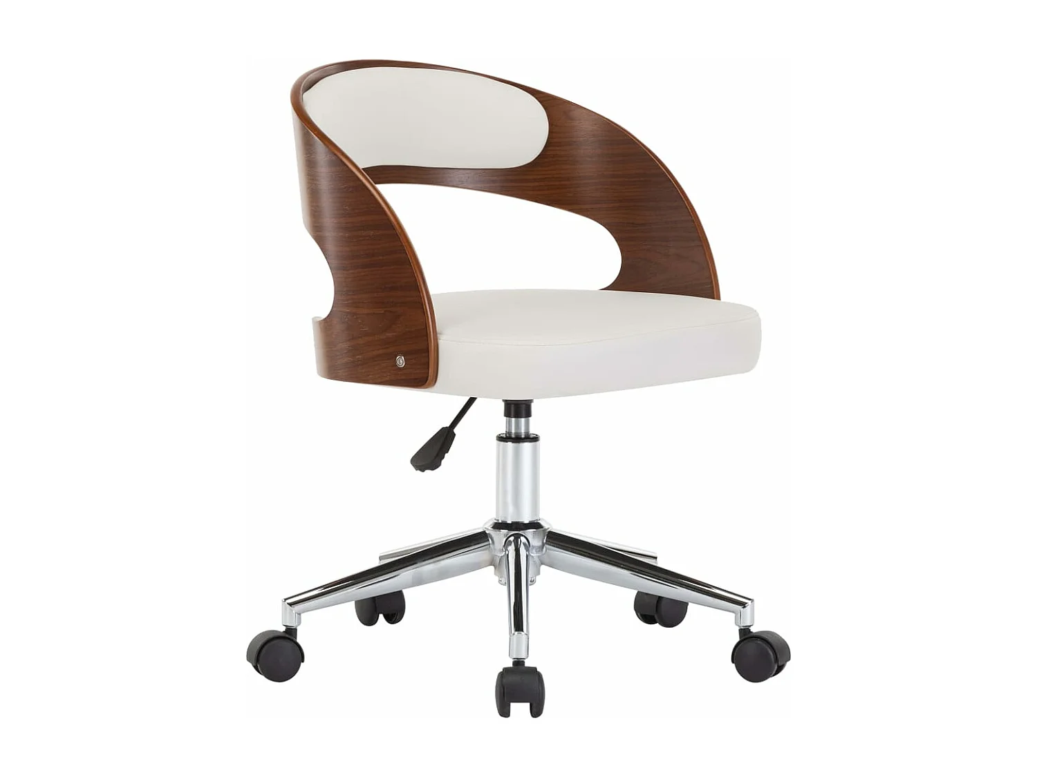 Silla comedor giratoria madera curvada cuero sintético blanco