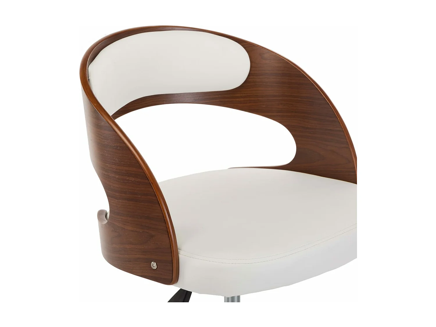 Silla comedor giratoria madera curvada cuero sintético blanco