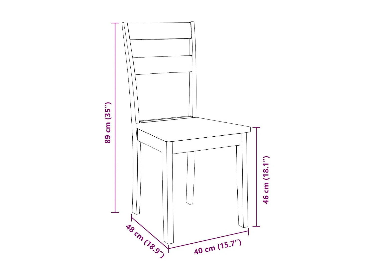 Sillas de comedor  2 unidades madera maciza natural caucho