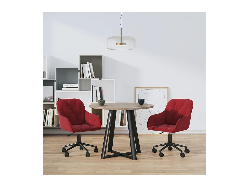Chaises pivotantes salle à manger 2 pièces Rouge bordeaux Velours