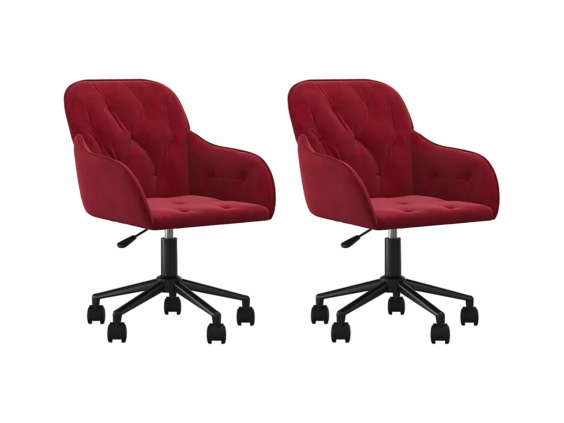 Cadeiras de jantar giratórias 2 peças veludo vermelho tinto