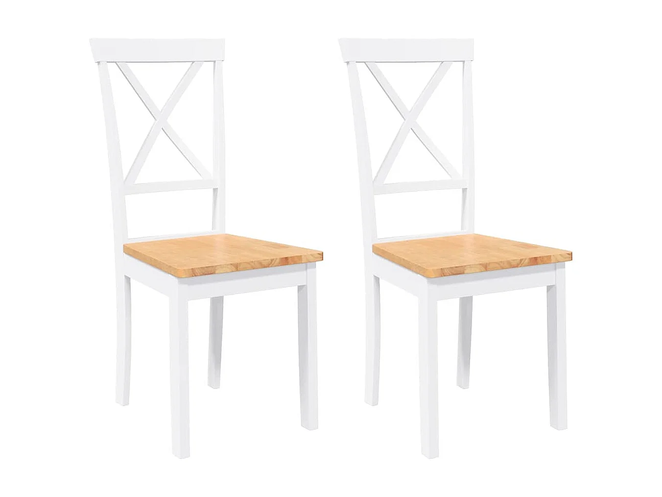 Chaises à manger 2 pièces blanc bois massif caoutchouc