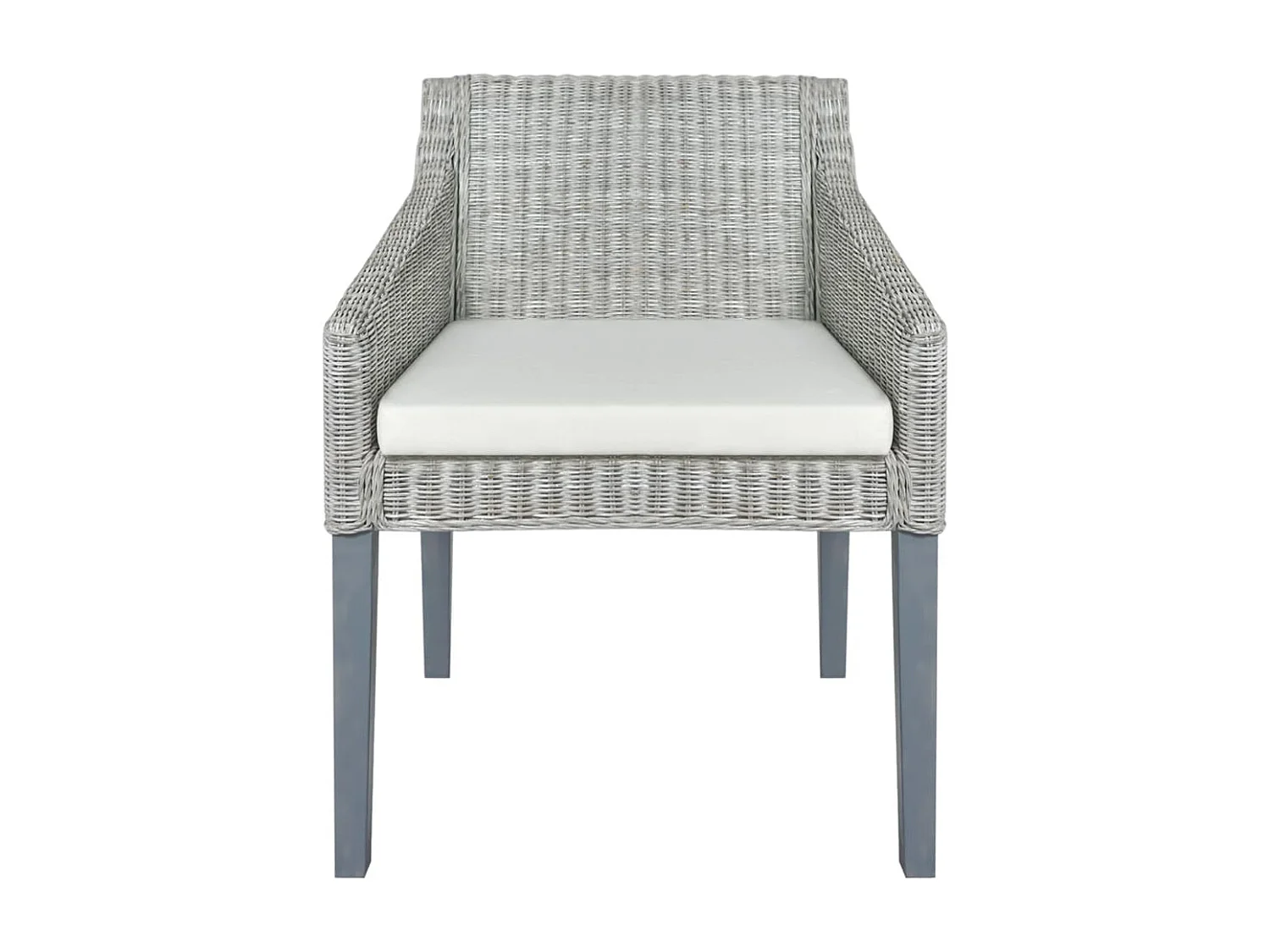 Chaise à manger avec coussin Gris Rotin naturel