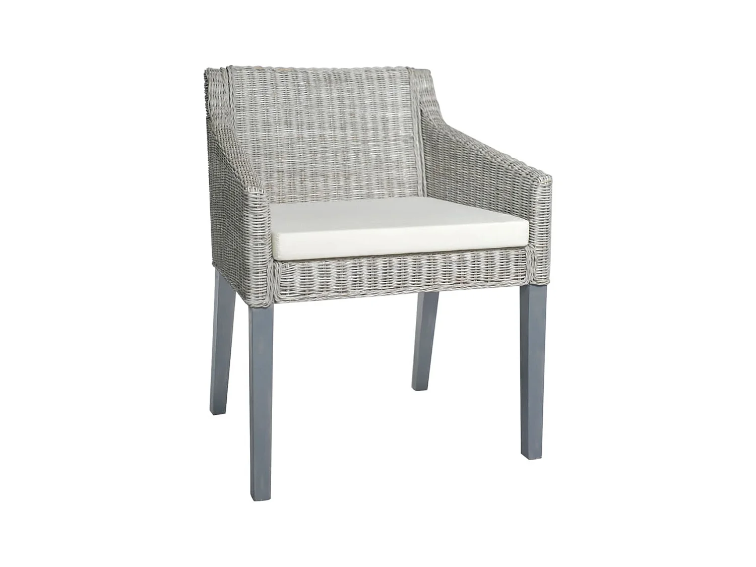 Chaise à manger avec coussin Gris Rotin naturel