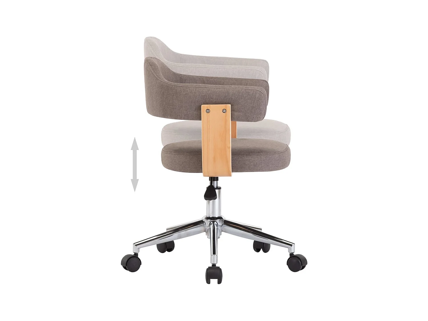 Chaise pivotante de salle à manger Taupe Bois courbé et tissu