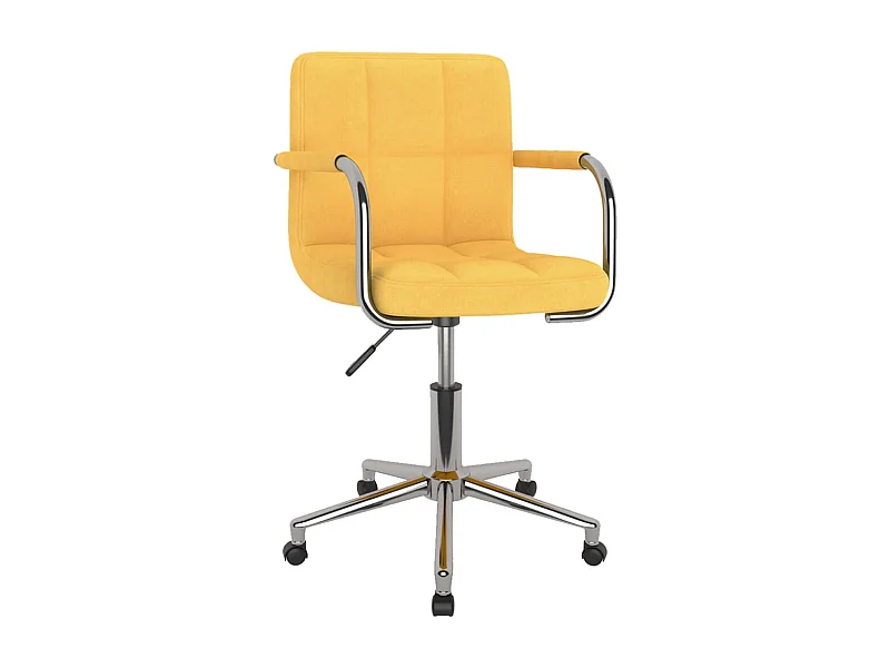 Silla de comedor giratoria de tela amarilla mostaza