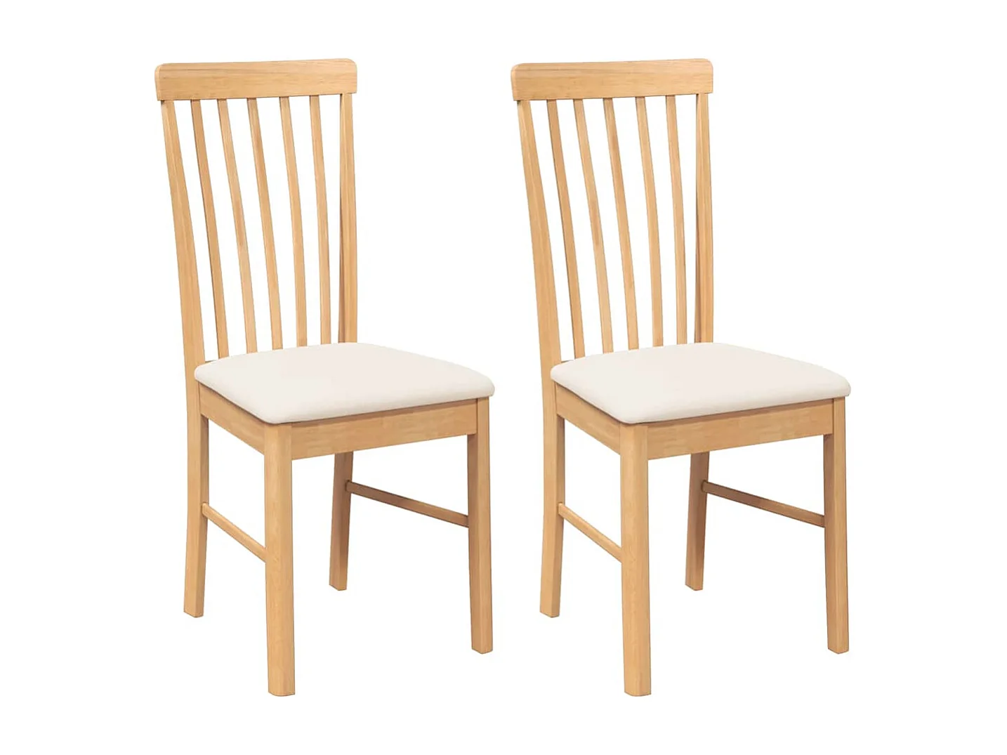 Chaises à manger coussins 2 pièces bois massif caoutchouc