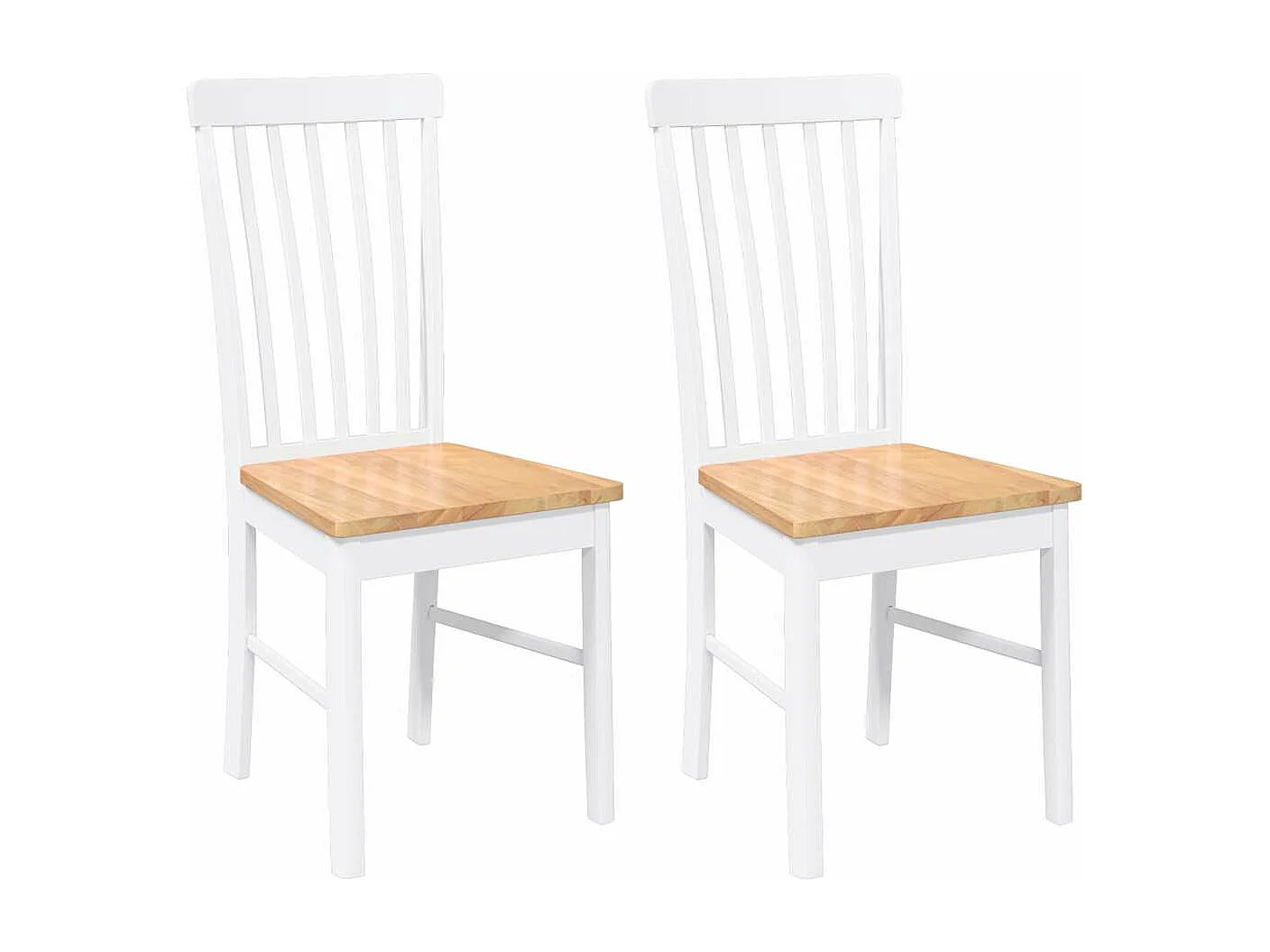 Chaises à manger 2 pièces blanc bois massif caoutchouc