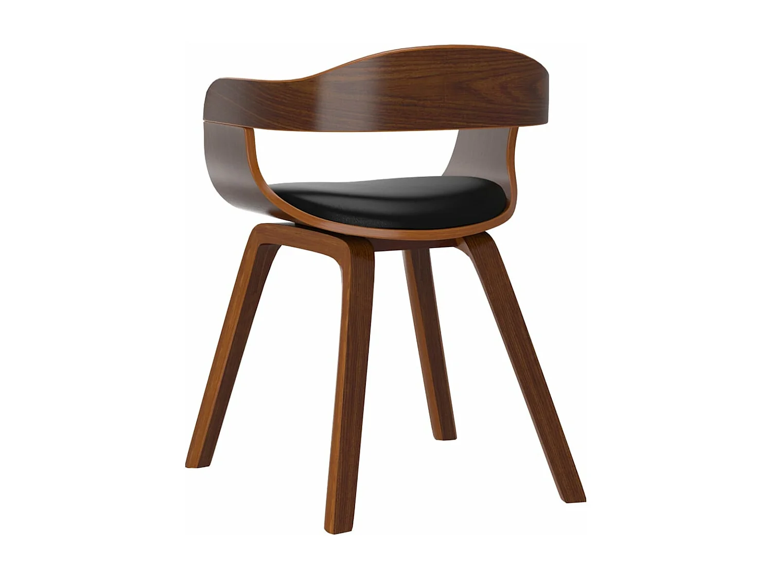 Silla de comedor de cuero sintético y madera curvada negro